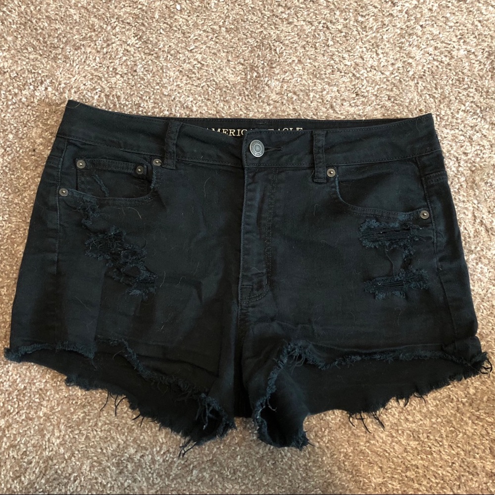 American eagle black high rise jean shorts